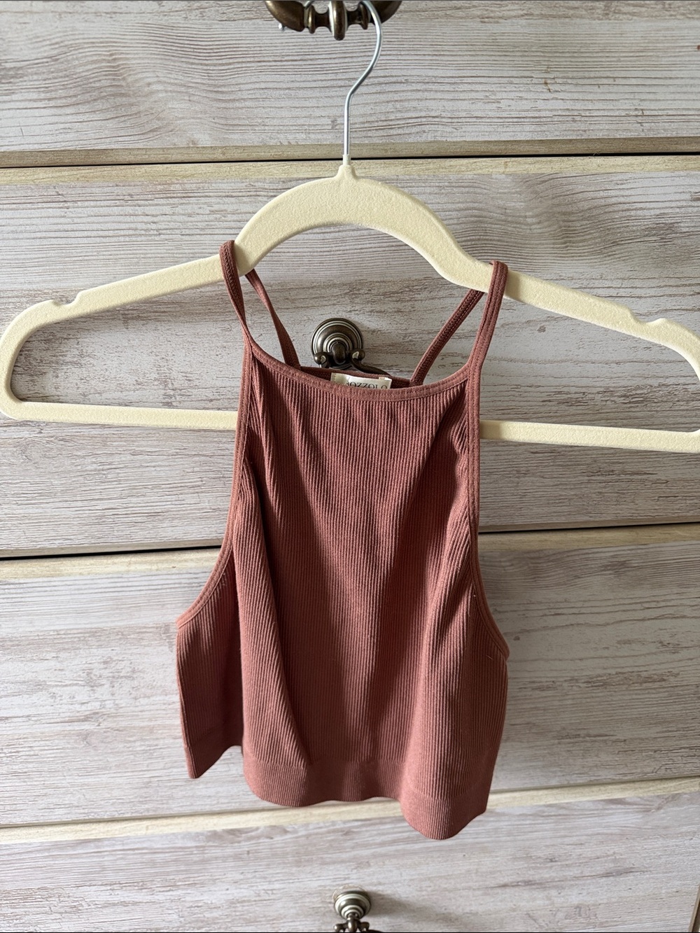 Bozzolo Rust Ribbed Cropped Camisole